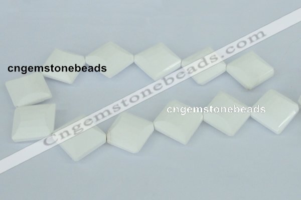 CAA11 15.5 inches 25*25mm faceted diamond white agate gemstone beads