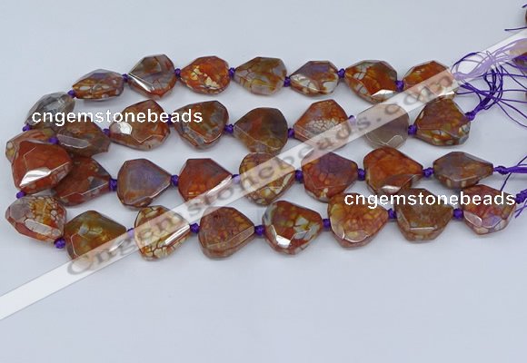 CAA1135 18*20mm - 25*35mm faceted freeform dragon veins agate beads