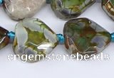 CAA1137 18*20mm - 25*35mm faceted freeform dragon veins agate beads