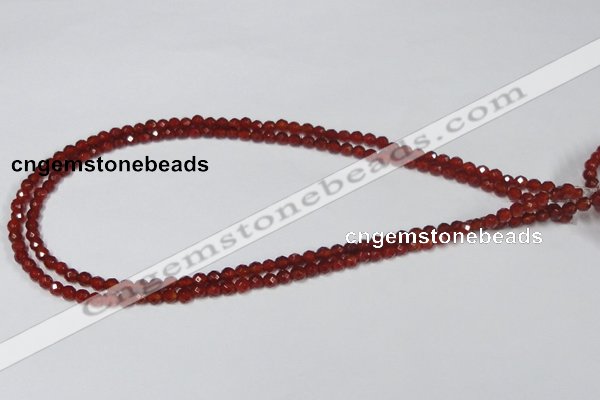 CAA117 15.5 inches 4mm faceted round red agate gemstone beads