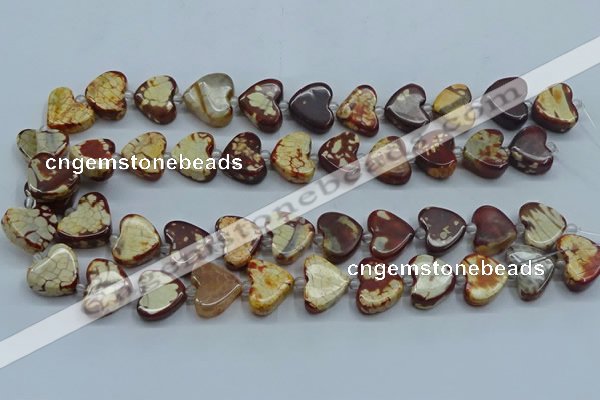 CAA1186 15.5 inches 16mm - 18mm heart dragon veins agate beads