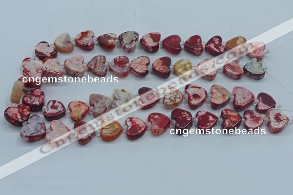 CAA1188 15.5 inches 16mm - 18mm heart dragon veins agate beads