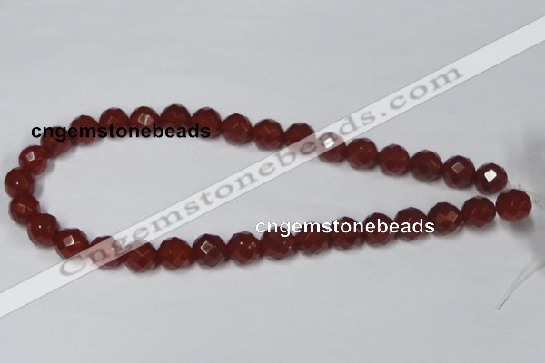 CAA119 15.5 inches 12mm faceted round red agate gemstone beads