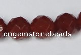 CAA120 15.5 inches 14mm faceted round red agate gemstone beads