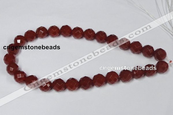 CAA120 15.5 inches 14mm faceted round red agate gemstone beads