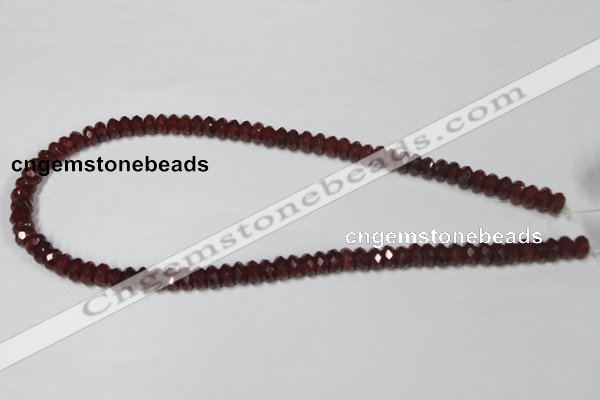 CAA123 15.5 inches 5*8mm faceted rondelle red agate gemstone beads