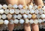 CAA1232 15.5 inches 10mm faceted nuggets matte dendritic agate beads