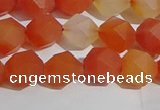 CAA1237 15.5 inches 8mm faceted nuggets matte red agate beads