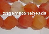 CAA1239 15.5 inches 12mm faceted nuggets matte red agate beads