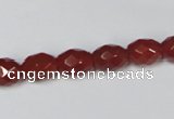 CAA125 15.5 inches 8*10mm faceted rice red agate gemstone beads