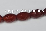 CAA126 15.5 inches 10*14mm faceted rice red agate gemstone beads