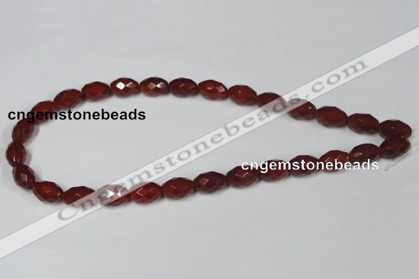 CAA126 15.5 inches 10*14mm faceted rice red agate gemstone beads