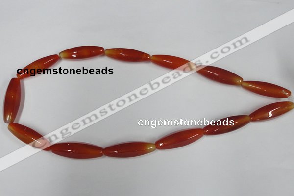 CAA127 15.5 inches 10*30mm rice red agate gemstone beads