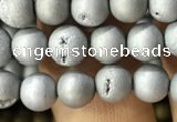 CAA1270 15.5 inches 6mm round matte plated druzy agate beads