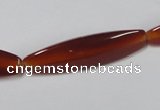 CAA128 15.5 inches 10*40mm rice red agate gemstone beads