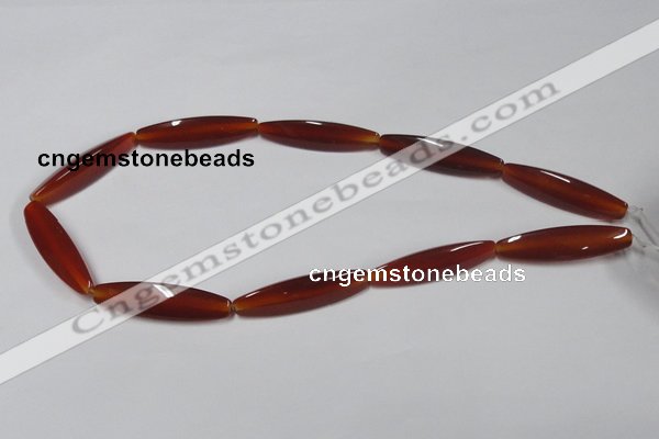 CAA128 15.5 inches 10*40mm rice red agate gemstone beads