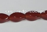 CAA129 15.5 inches 8*16mm twisted rice red agate gemstone beads