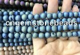 CAA1297 15.5 inches 8mm round matte plated druzy agate beads