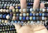 CAA1301 15.5 inches 8mm round matte plated druzy agate beads