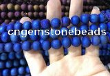 CAA1319 15.5 inches 10mm round matte plated druzy agate beads