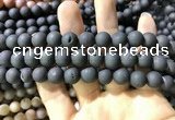 CAA1320 15.5 inches 10mm round matte plated druzy agate beads