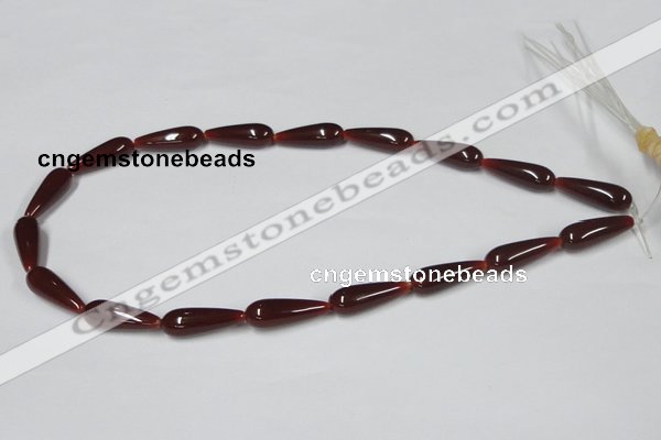 CAA133 15.5 inches 8*22mm teardrop red agate gemstone beads