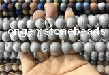 CAA1330 15.5 inches 12mm round matte plated druzy agate beads