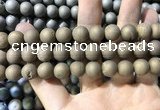 CAA1355 15.5 inches 14mm round matte plated druzy agate beads