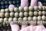 CAA1356 15.5 inches 14mm round matte plated druzy agate beads