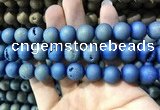 CAA1358 15.5 inches 14mm round matte plated druzy agate beads