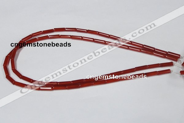 CAA136 15.5 inches 4*13mm column red agate gemstone beads