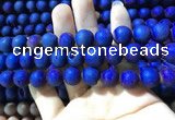 CAA1360 15.5 inches 14mm round matte plated druzy agate beads