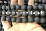 CAA1361 15.5 inches 14mm round matte plated druzy agate beads