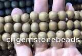 CAA1376 15.5 inches 16mm round matte plated druzy agate beads