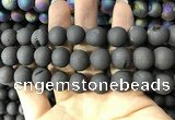 CAA1381 15.5 inches 16mm round matte plated druzy agate beads