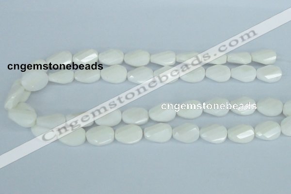 CAA14 15.5 inches 13*18mm faceted & twisted oval white agate beads