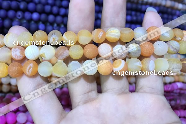 CAA1404 15.5 inches 8mm round matte druzy agate beads