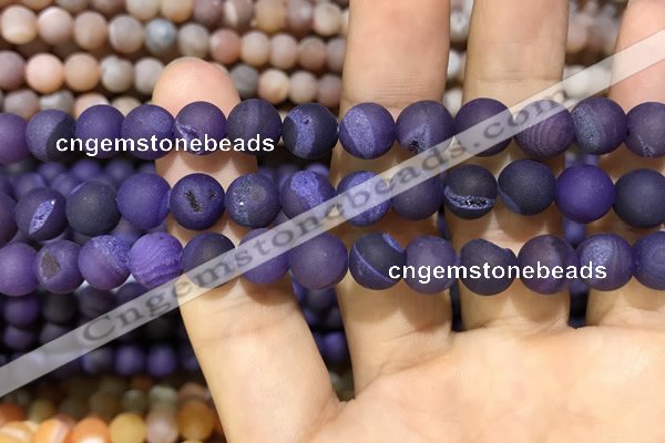 CAA1406 15.5 inches 8mm round matte druzy agate beads
