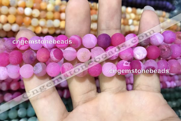 CAA1407 15.5 inches 8mm round matte druzy agate beads