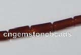 CAA141 15.5 inches 6*12mm faceted column red agate gemstone beads