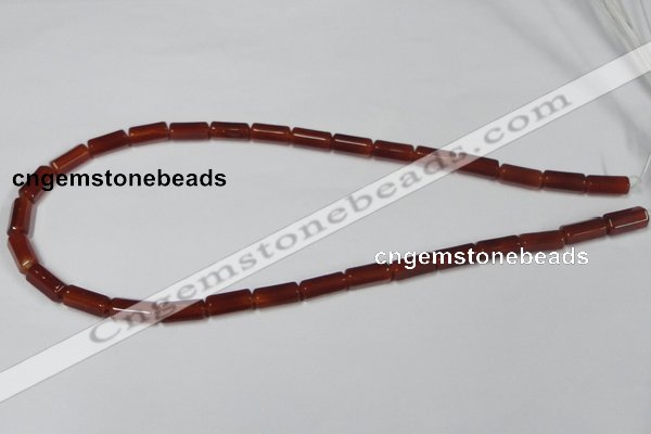 CAA141 15.5 inches 6*12mm faceted column red agate gemstone beads