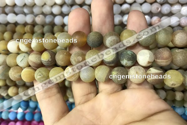 CAA1420 15.5 inches 10mm round matte druzy agate beads