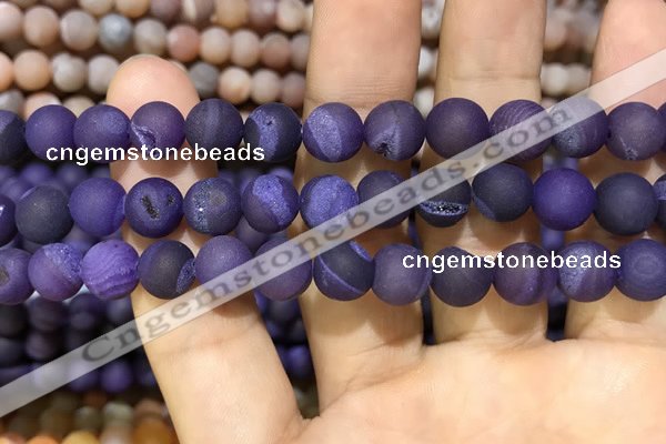 CAA1421 15.5 inches 10mm round matte druzy agate beads