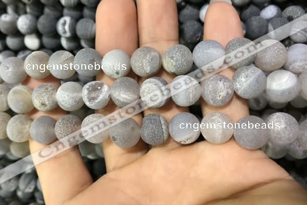 CAA1432 15.5 inches 12mm round matte druzy agate beads