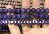 CAA1436 15.5 inches 12mm round matte druzy agate beads