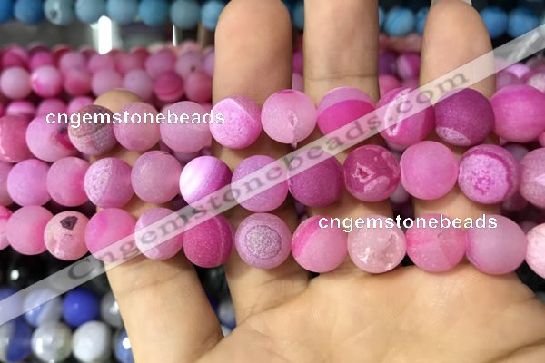 CAA1437 15.5 inches 12mm round matte druzy agate beads