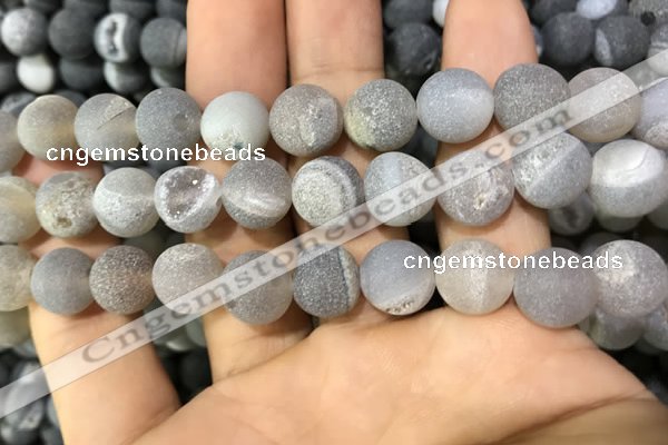 CAA1447 15.5 inches 14mm round matte druzy agate beads