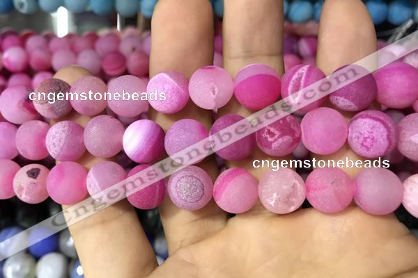 CAA1452 15.5 inches 14mm round matte druzy agate beads