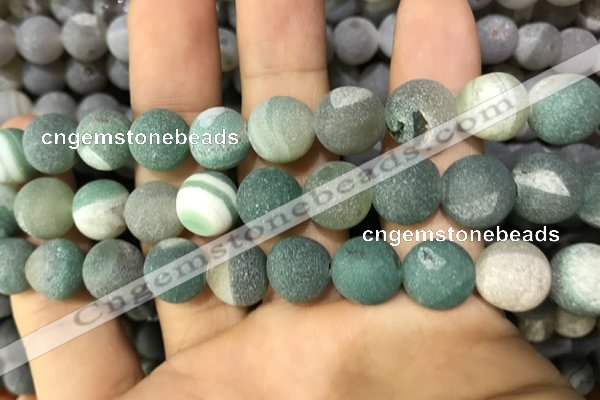 CAA1454 15.5 inches 14mm round matte druzy agate beads