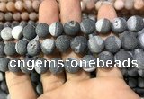 CAA1455 15.5 inches 14mm round matte druzy agate beads